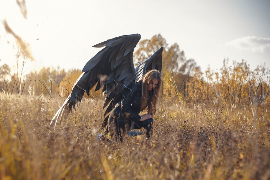 Large black angel wings costume "Black shadow"