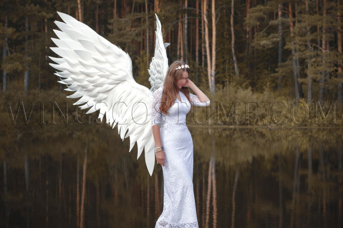 Buy realistic lage angel wings costume 