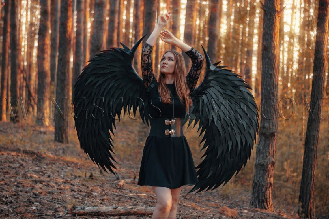 Large black wings costume "Sharp claw"