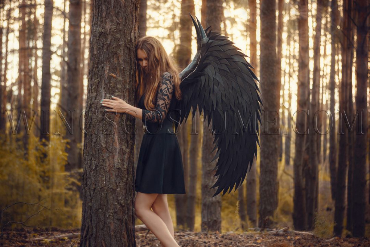 Buy realistic lage black wings costume "Sharp claw"