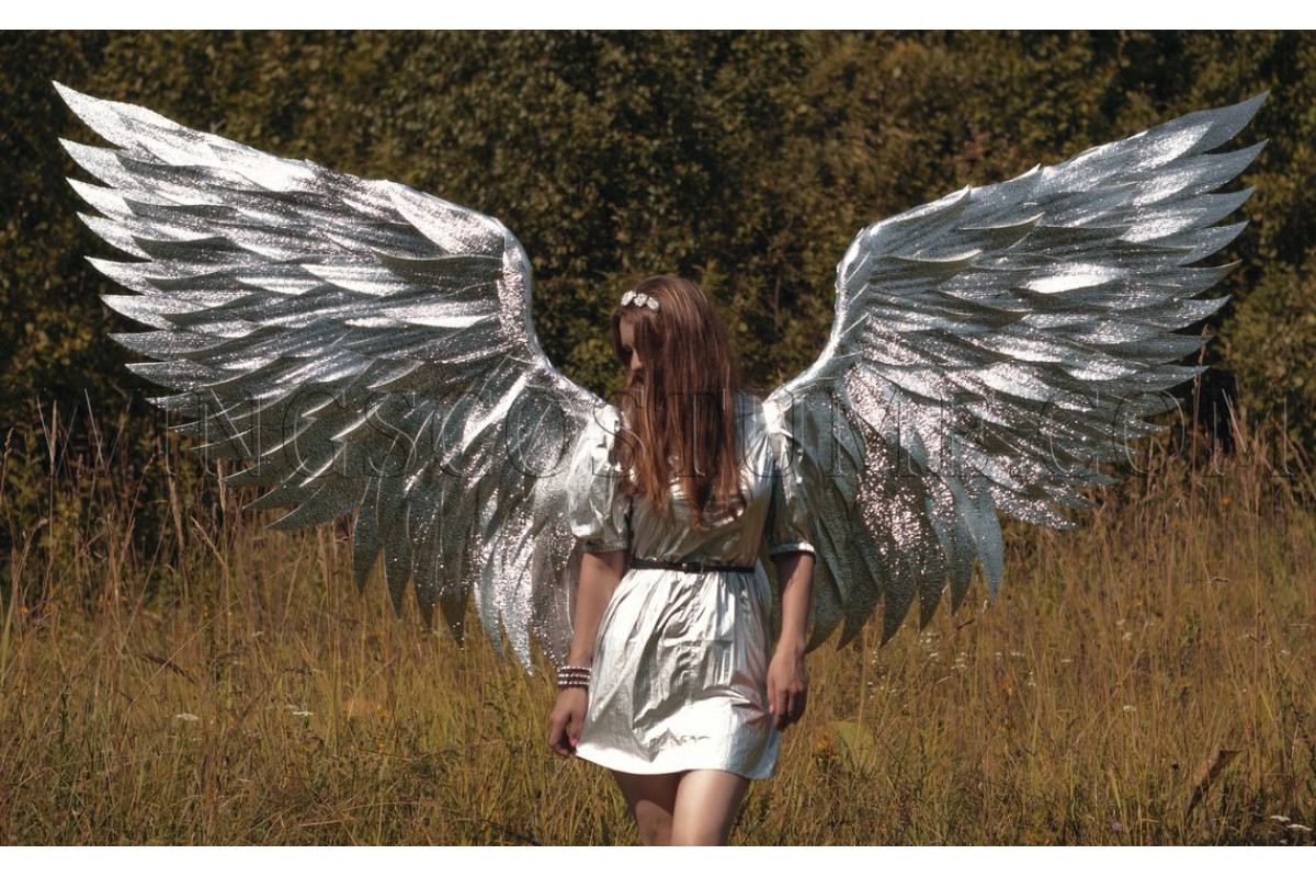 Buy realistic large angel wings costume "Silver dew"